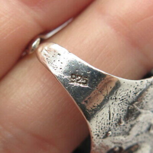 925 Sterling Silver Vintage Real Agate Gem Adjustable Ring Size 7-9 - Picture 7 of 8